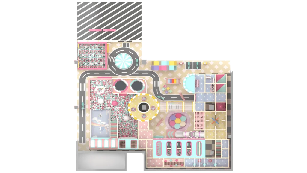 230 Square Meter Project in Russia macaron theme indoor playground layout