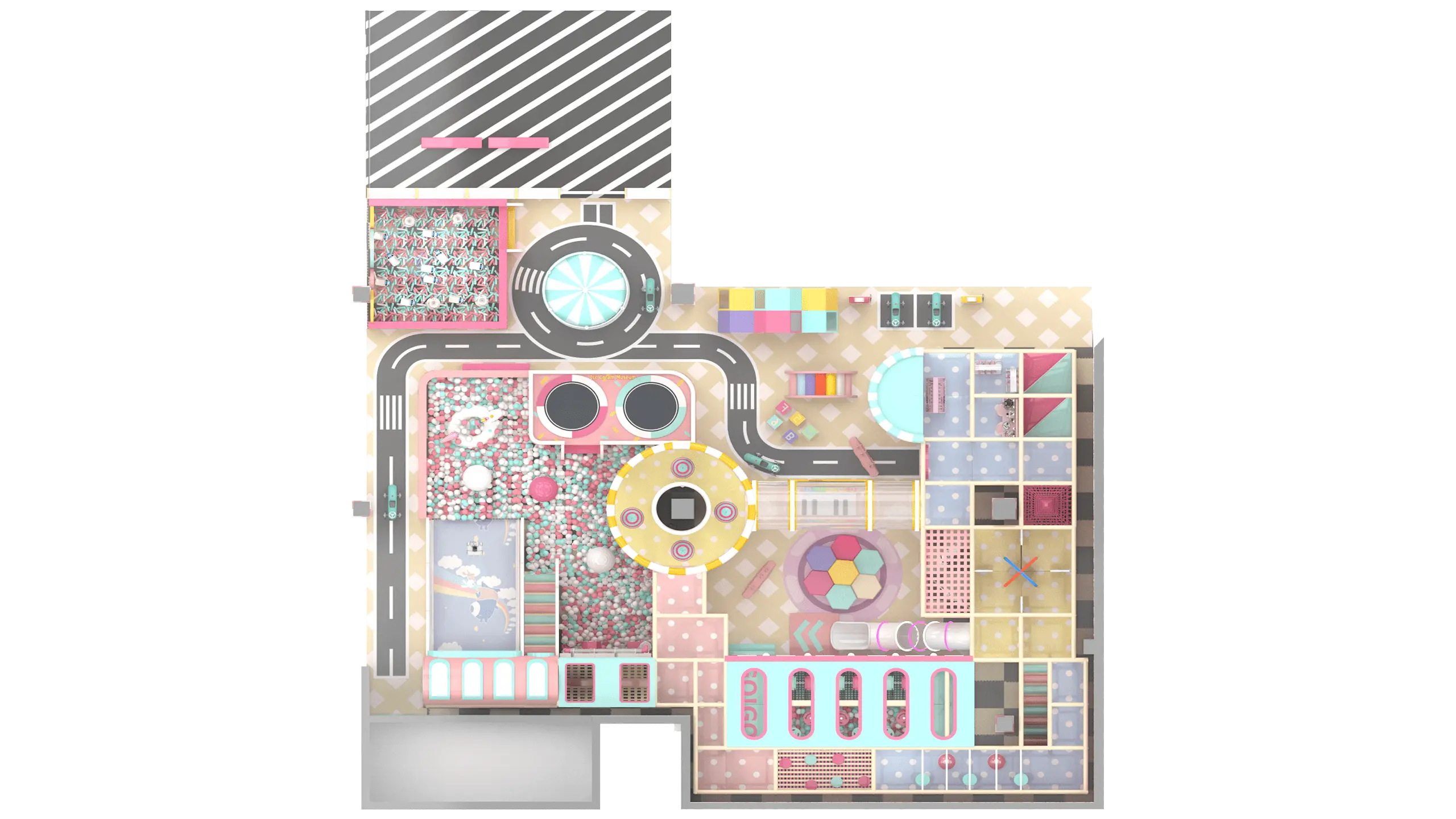 230 Square Meter Project in Russia macaron theme indoor playground layout