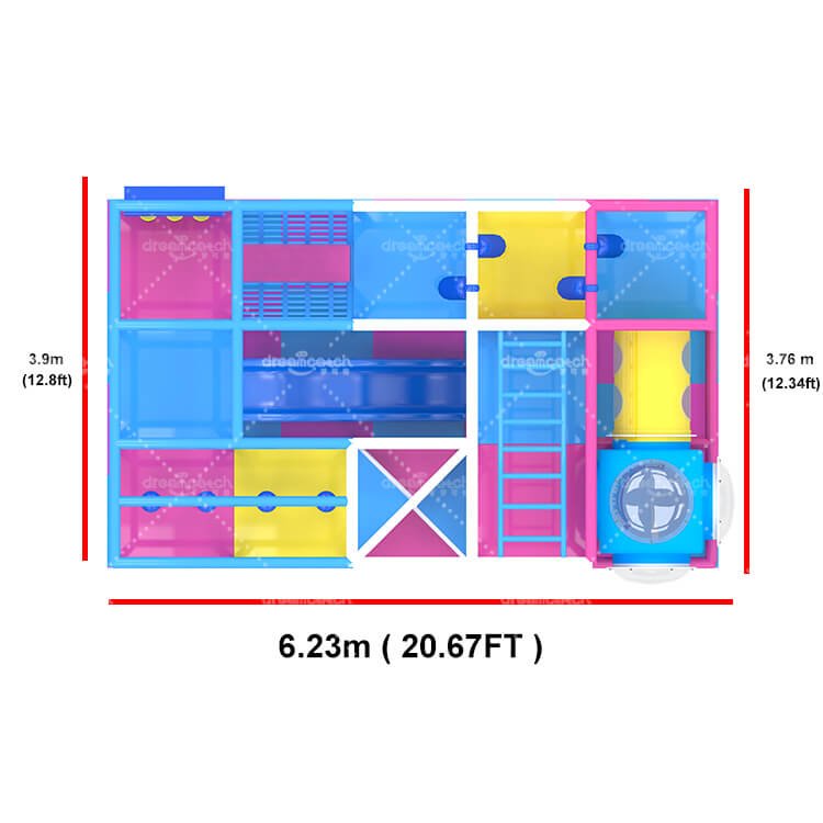 Soft Play - 2-Level Indoor Play Structure Layout - DC-I-650-3